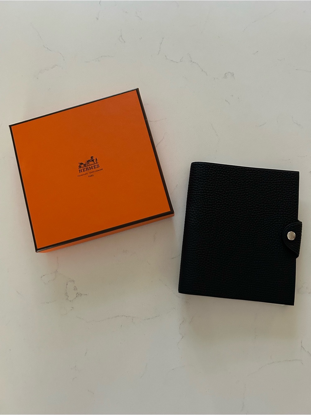 Authentic Hermes TOGO Leather Black Cover Includes Original Lined Notebook - Picture 2 of 11